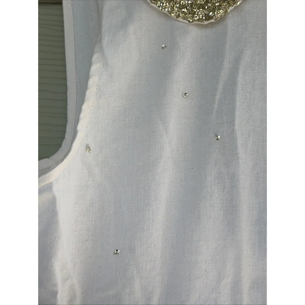 Anthropologie Home Off White Clemence Collared Metallic Sparkle Apron NEW NWT